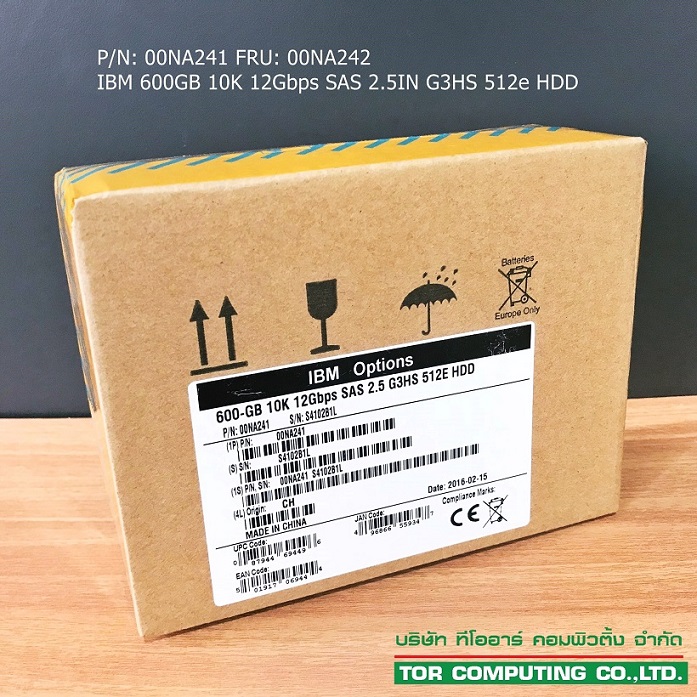 IBM 00NA241 00NA242 [TorCompTH Thailand] IBM 600GB 10K 12Gbps SAS 2.5IN G3HS 512e HDD for x3550 M5, x3650 M5