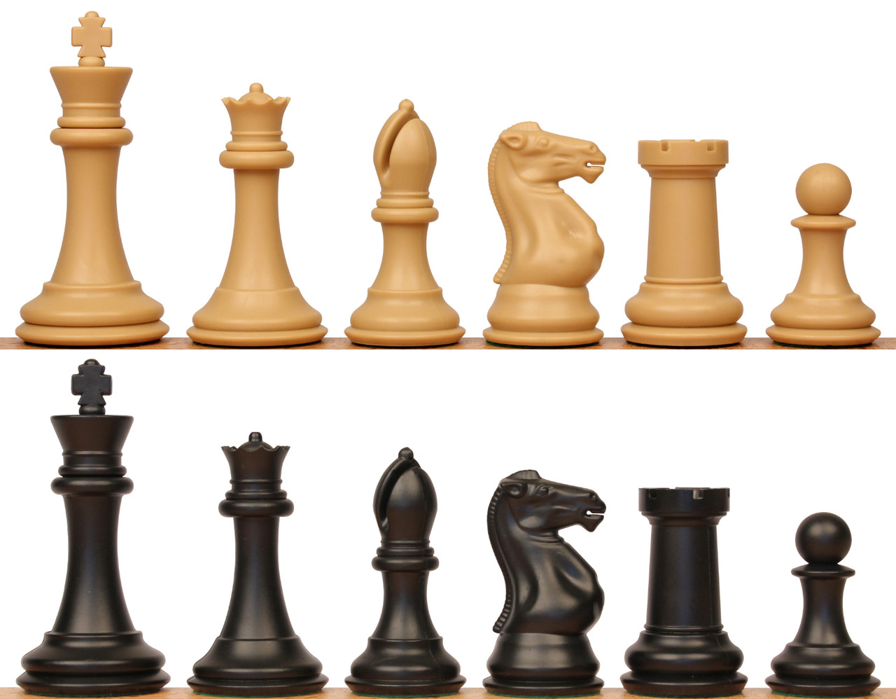 4 1/8" Fischer Series Plastic Chess Pieces ตัวหมากรุกสากลฟิชเชอร์ สีขาวอมเหลือง+ดำ(natural+black)