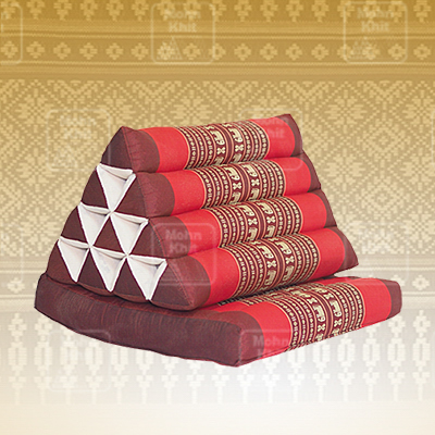 หมอนสามเหลี่ยม 10 ช่องติดเบาะ 1 พับ 50x76x35Cm Tri-angle kapok 100%Traditional Floor Cushions 10 holes with 1part of mattress.