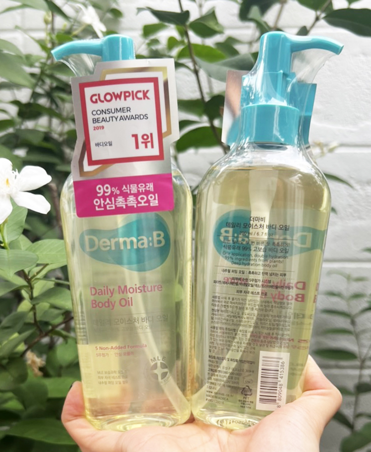 Derma:B Daily Moisture Body Oil 200ml. หัวปั้ม ออยล์ ทาตัว
