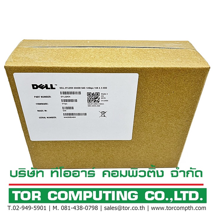 NEW Dell 0YJ2KH [TorCompTH Thailand - ขาย จำหน่าย ราคา] Dell 300GB 10K 12Gb SAS 2.5in SFF HDD for Gen12, Gen13