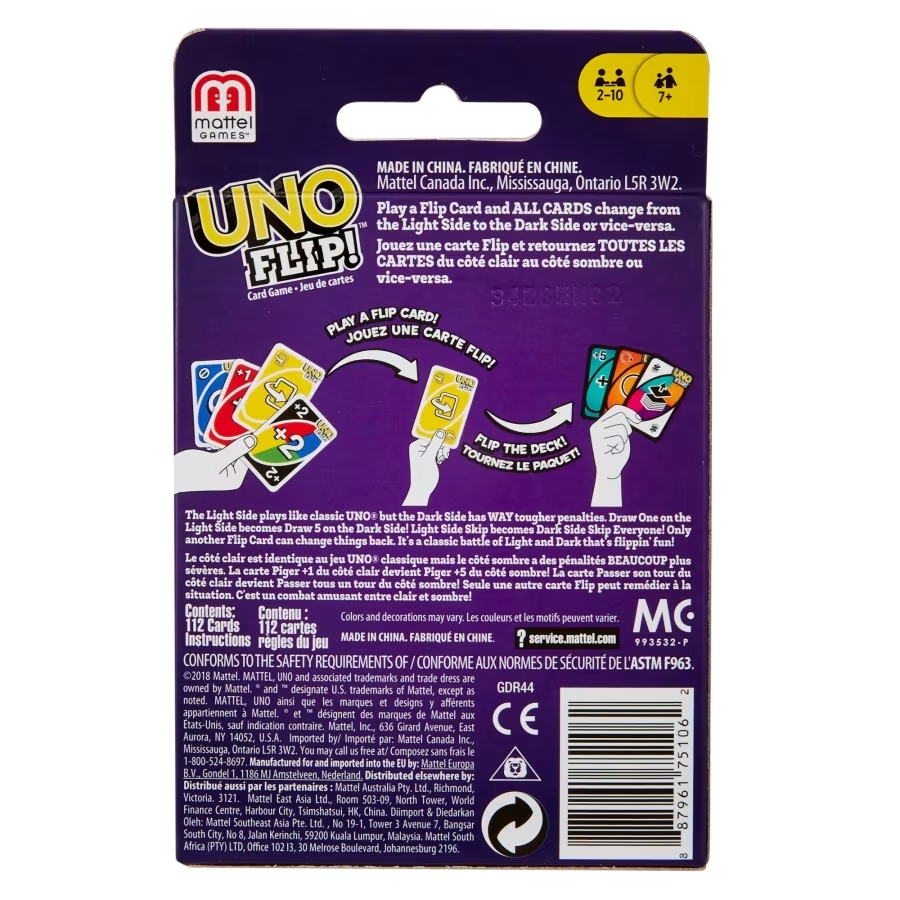 UNO Flip! Card Game (Mattel) การ์ดอูโน่ฟลิป ลิขสิทธิ์แท้ #GDR44