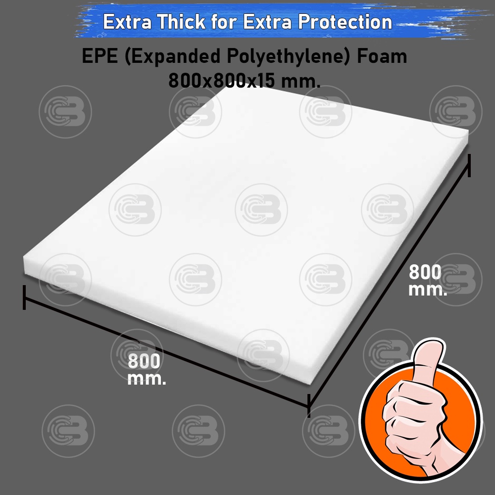 EPE (Expanded Polyethylene) Foam Sheet White 800x800x15 mm.