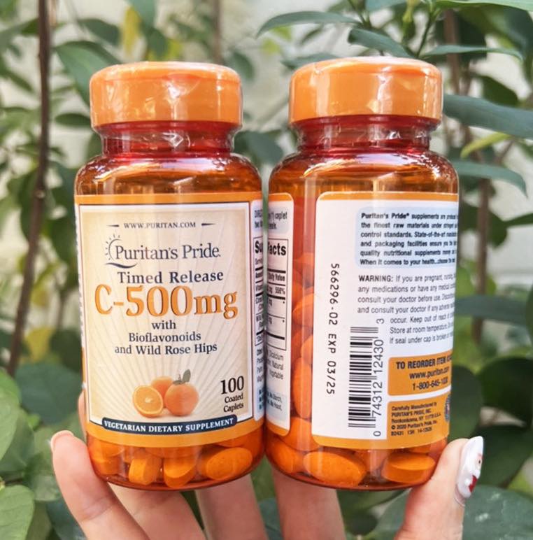Puritan’s Pride Vitamin C-500mg with Bioflavonoids and Wild Rose Hips (100Caplets) วิตามินซี โรสฮิป