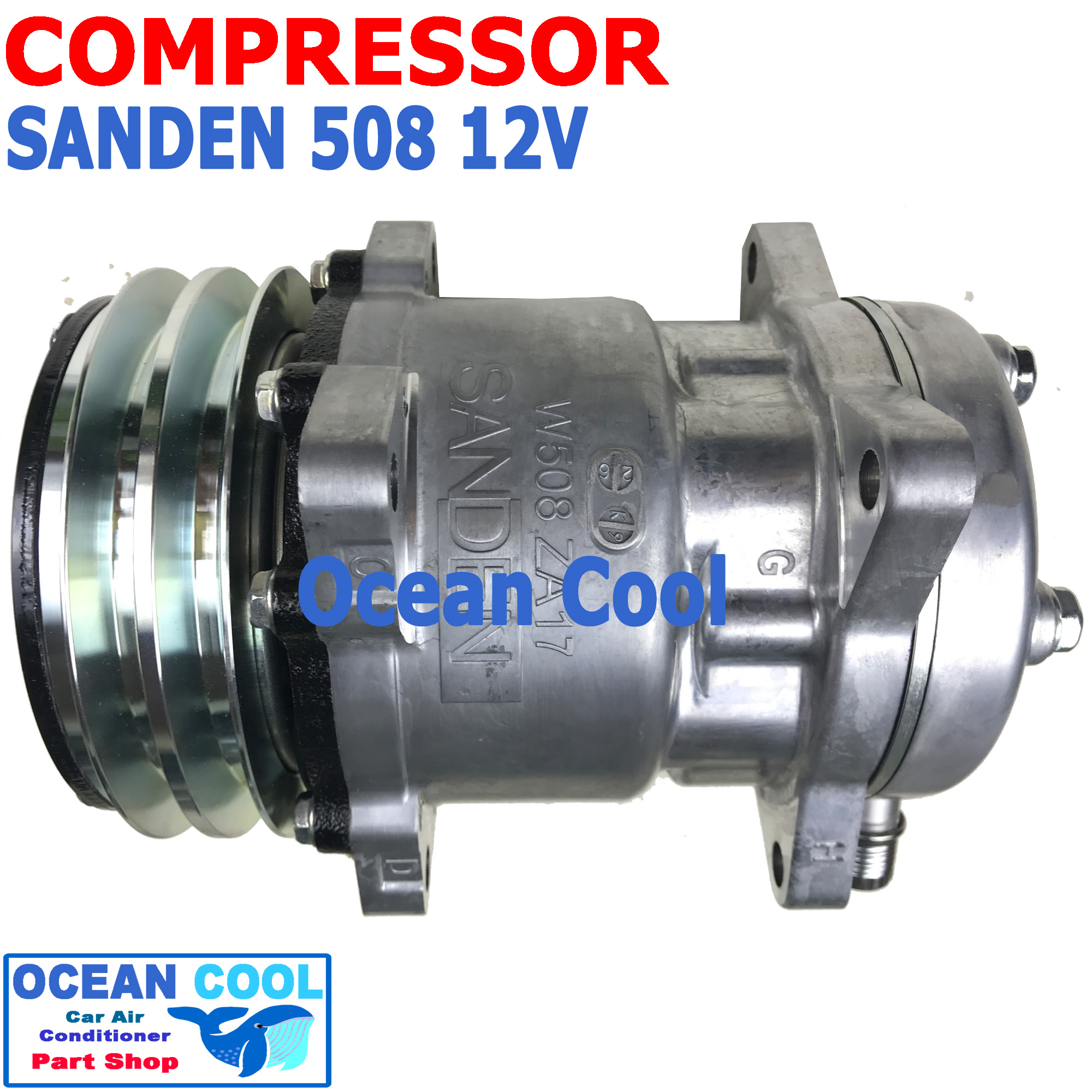 คอมเพรสเซอร์ ซันเด้น 508 แท้ 12v S5305 โอริง COM0077 compressor SANDEN 508 oring SD5S14 คอมแอร์รถยนต์ คอม แอร์ คอมเพลสเซอร์ อะไหล่ แอร์ รถยนต์