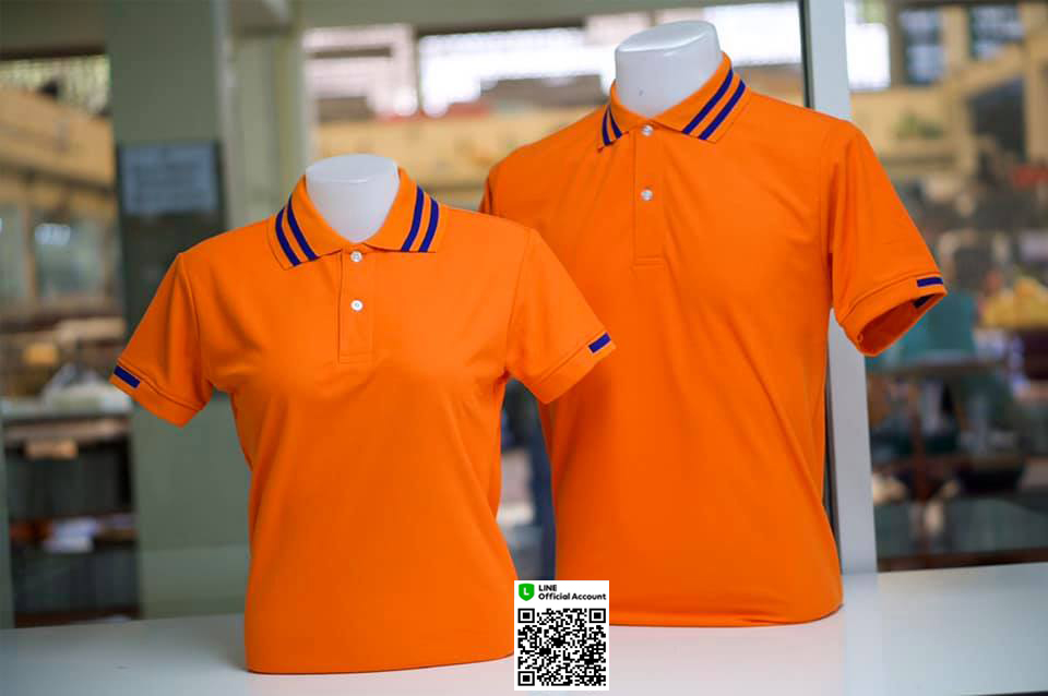 PLEN POLO เสื้อโปโล เสื้อคอปก เสื้อยูนิฟอร์ม ส้มปกน้ำเงิน