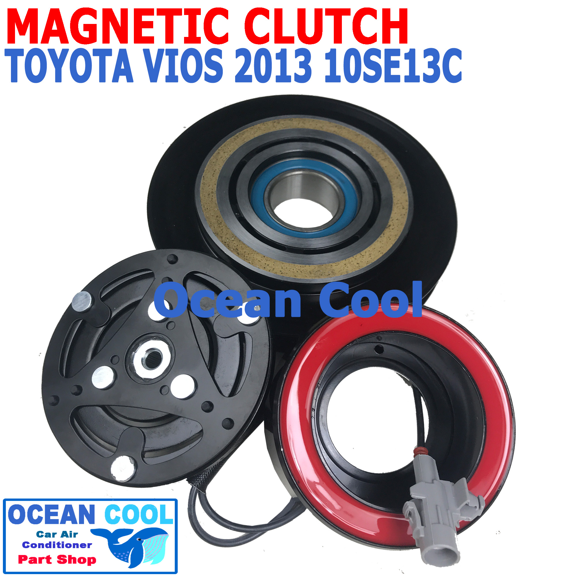 คลัชคอมแอร์ โตโยต้า วีออส 2013 - 2015 10SE13C MGC0050 Magnetic Clutch toyota vios ชุดหน้าคลัชคอมแอร์ สำหรับคอม 10SE13C อะไหล่ แอร์ รถยนต์ ลูกปืนมู่เล่ NSK แท้