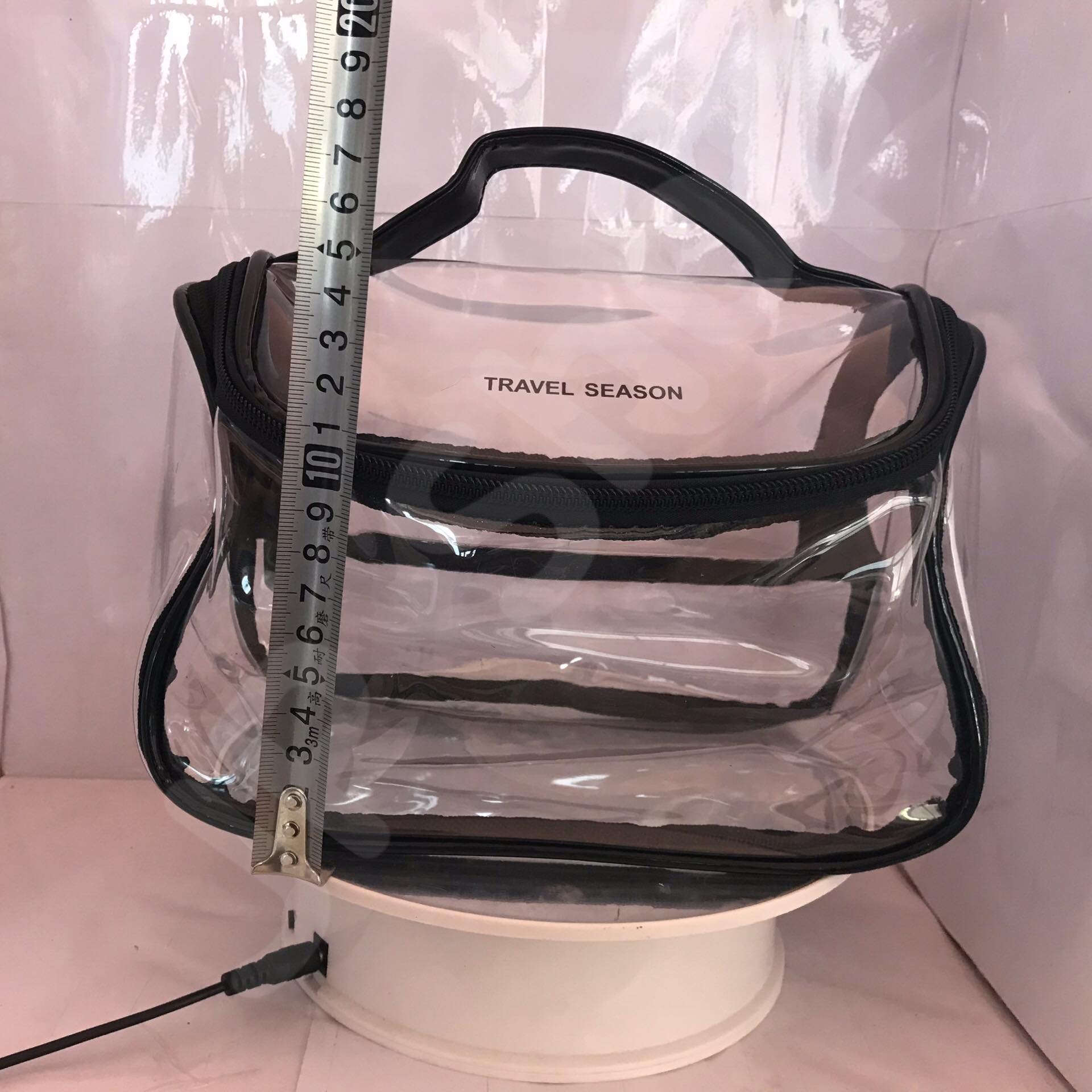 กระเป๋าใส่เครื่องสำอาง รุ่นพกพา สีดำ โปร่งใส ราคา/1 ใบ #00118