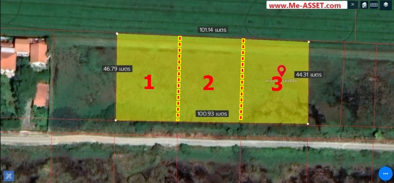 ขายที่ดินเปล่า ย่าน บึงทองหลาง ลำลูกกา คลอง11 : ใกล้บริษัท กิตติ แมนูแฟคเจอร์ริ่ง จำกัด : 3 ไร่ (แปลงละ 1 ไร่ มี 3 แปลงติดกัน / ราคาต่อแปลง / ราคาแต่ละแปลงไม่เท่ากัน)