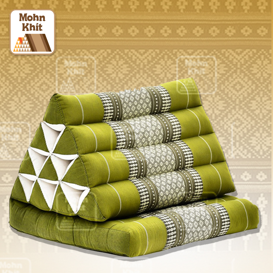หมอนสามเหลี่ยม 10 ช่องติดเบาะ 1 พับ 50x76x35Cm Tri-angle kapok 100%Traditional Floor Cushions 10 holes with 1part of mattress.