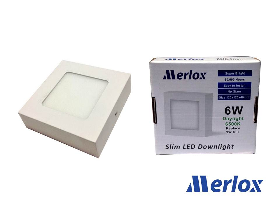 โคม DOWNLIGHT LED 6W ทรงเหลี่ยม ชนิดติดลอย DL/WW MERLOX