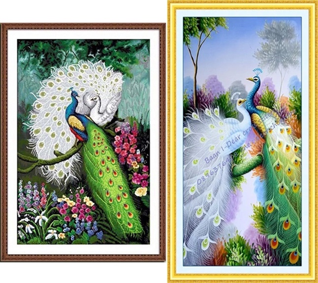 นกยูงคู่ peacock (พิมพ์ลาย)