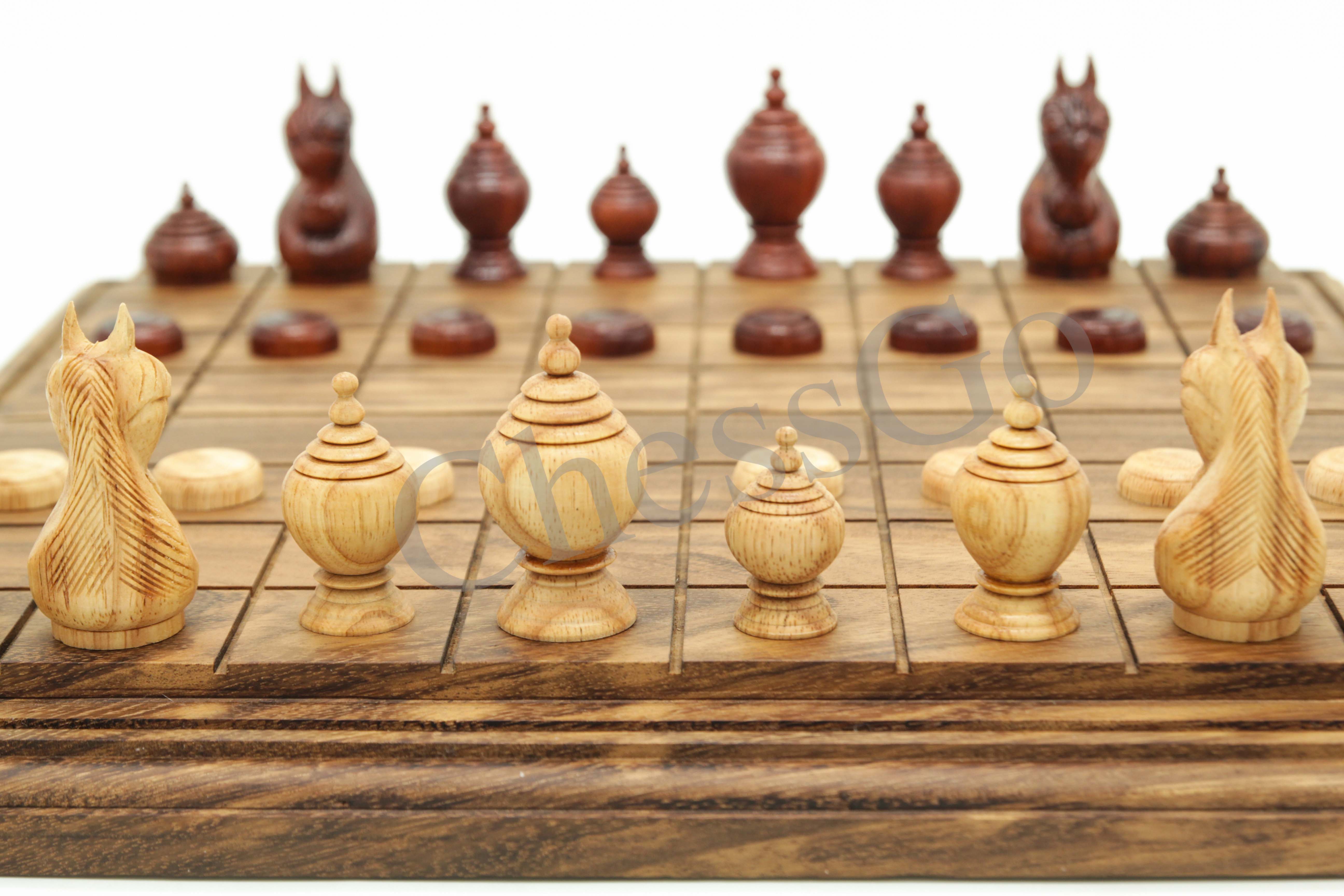 ชุดหมากรุกไทยไม้พฤกษ์(ตัวไม้รุ่นลายไทย ชุดใหญ่)