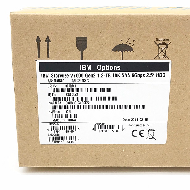 New, IBM 00AR400 00AR327 [TorCompTH Thailand] IBM 1.2TB 10K 6Gb SAS 2.5IN HDD for V7000 Gen2