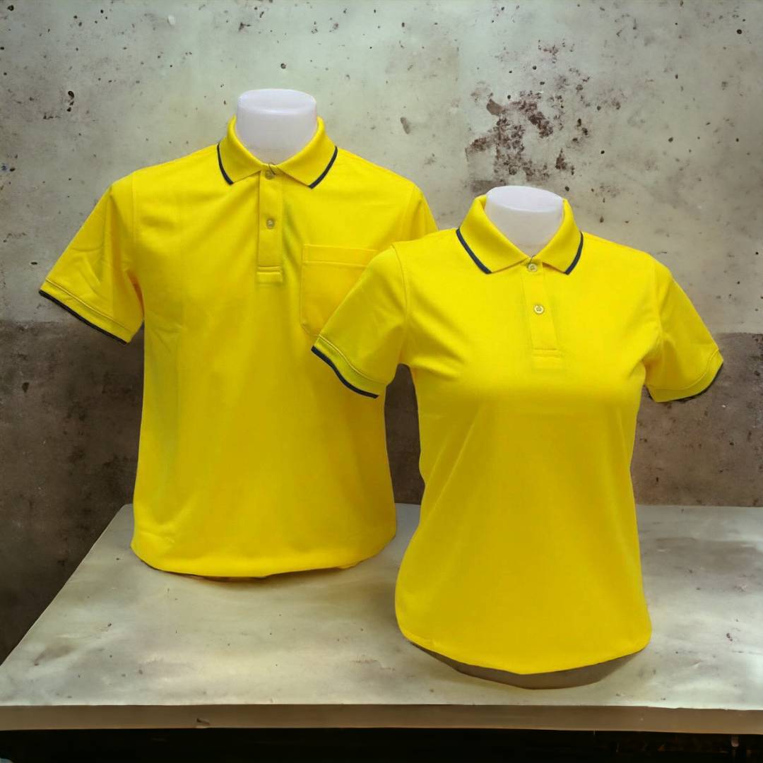PLG COOL POLO Spot เสื้อโปโล เสื้อคอปก สีเหลือง เนื้อผ้าคูบาลานซ์ไม่เป็นขุย100%