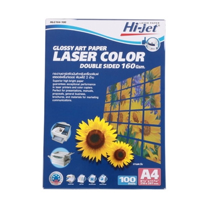 กระดาษเลเซอร์สีโฟโต้ Hi-Jet HLG164-100 A4 160g 100 แผ่น