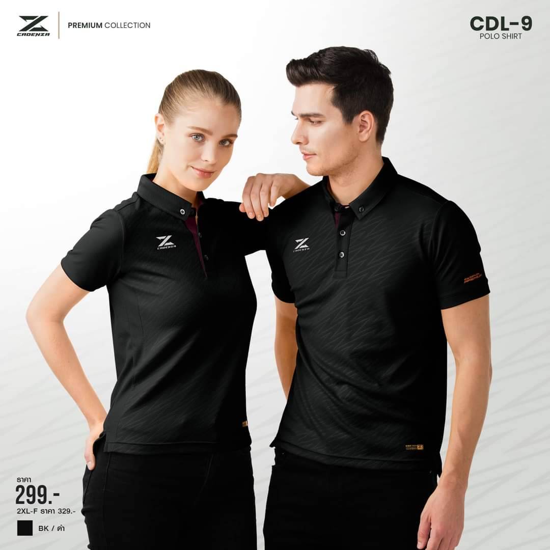CADENZA CDL-9 POLO คาเดนซ่า เสื้อโปโลสปอร์ต เสื้อคอปก เสื้อทีม สีดำ BK