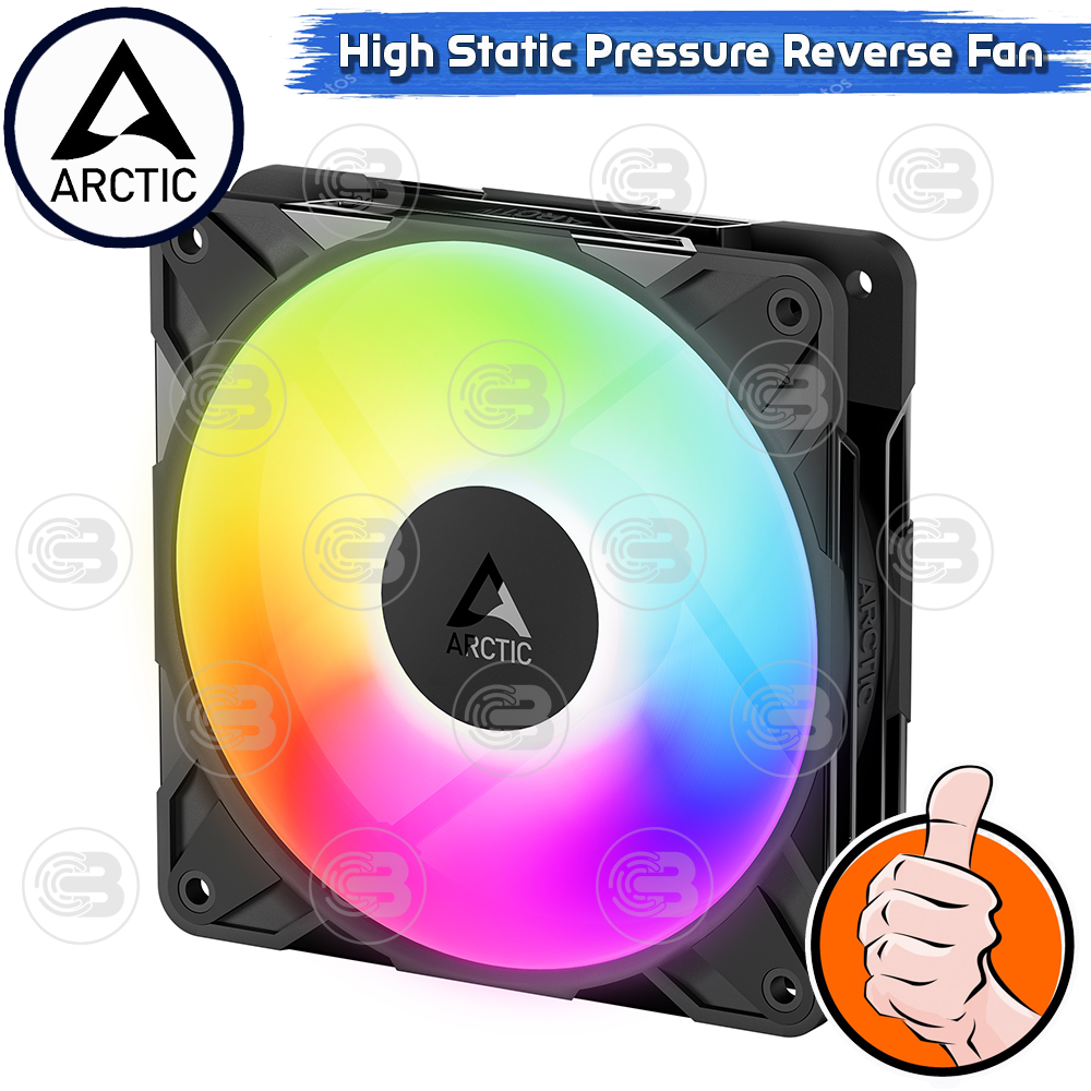 [CoolBlasterThai] ARCTIC P12 PRO REVERSE PST A-RGB BLACK (size 120 mm.) X3 Value Pack PC Fan Case ประกัน 6 ปี