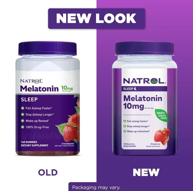 (รุ่นเม็ดละลาย) Natrol Gummies Melatonin Strawberry 10 mg. เมลาโทนิน 10มก. บรรจุ 140 เม็ด (1กระปุก)
