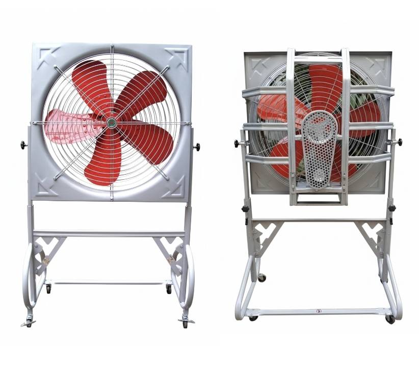 พัดลมอุตสาหกรรมโครงเหลี่ยม ใบแดง ขาตั้งล้อเลื่อน EFD NS