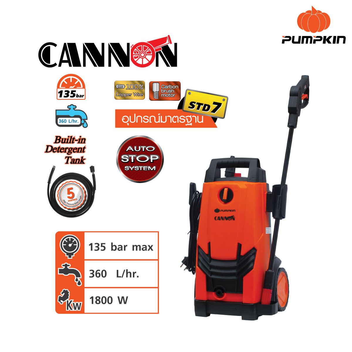 เครื่องฉีดน้ำแรงดันสูง135bar Cannon CN-135 PUMPKIN(50196)