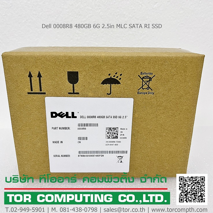 Dell 0008R8 008R8 [TorCompTH Thailand] Dell 480GB 6G 2.5in MLC SATA RI SSD for Gen 14