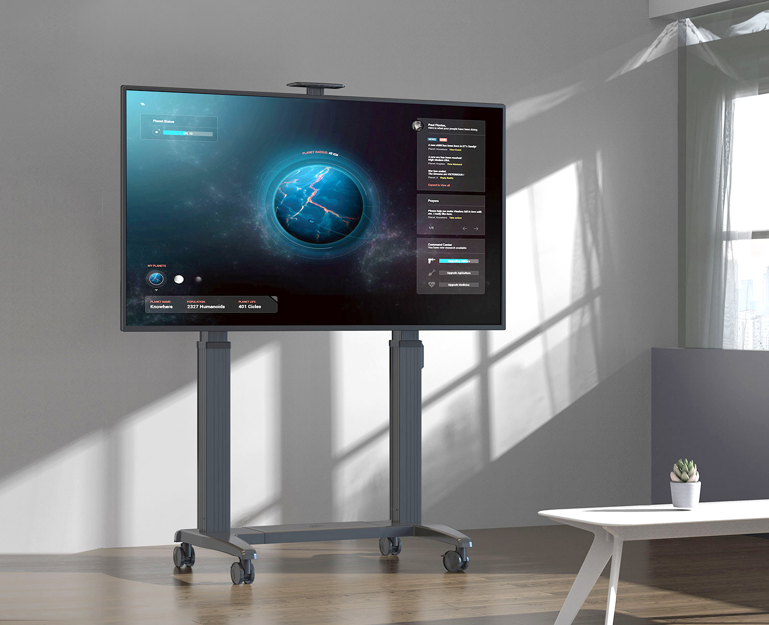 T100/A80 Premium ขาตั้งทีวี,จอ Interactive, Digital Signage ปรับยกขึ้น-ลงด้วยมอเตอร์ไฟฟ้าคู่ (Dual Motor) สำหรับจอภาพขนาด 60"-120" *ปรับก้ม-เงยไม่ได้, Max VESA 1000x600 mm., Weight Capacity 136.4 Kg. (*ไม่รวมจอ)