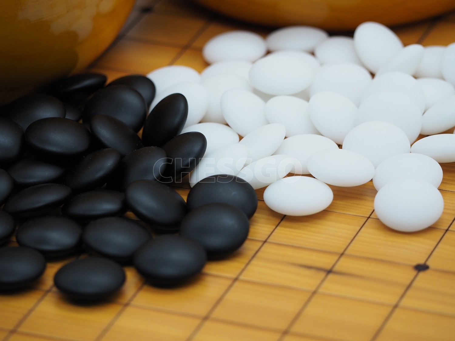 ชุดหมากล้อมไม้Torreya19เส้น(กระดาน3cm/เม็ดหินyunzi/โถไม้yellow spruce)