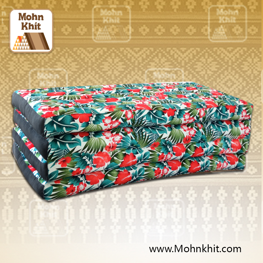 ที่นอนขิด 4 พับใหญ่ลายฮาวาย 110x180x8Cm//Thai Folding mattresses Our traditional Thai Mattress is hand stuffed with natural kapok.