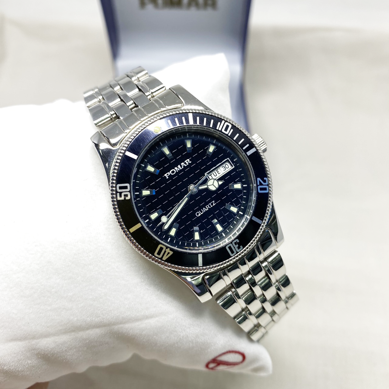 POMAR นาฬิกาข้อมือผู้ชาย ตัวเรือนและสายสแตนเลส หน้าปัดสีดำ รุ่น 73391