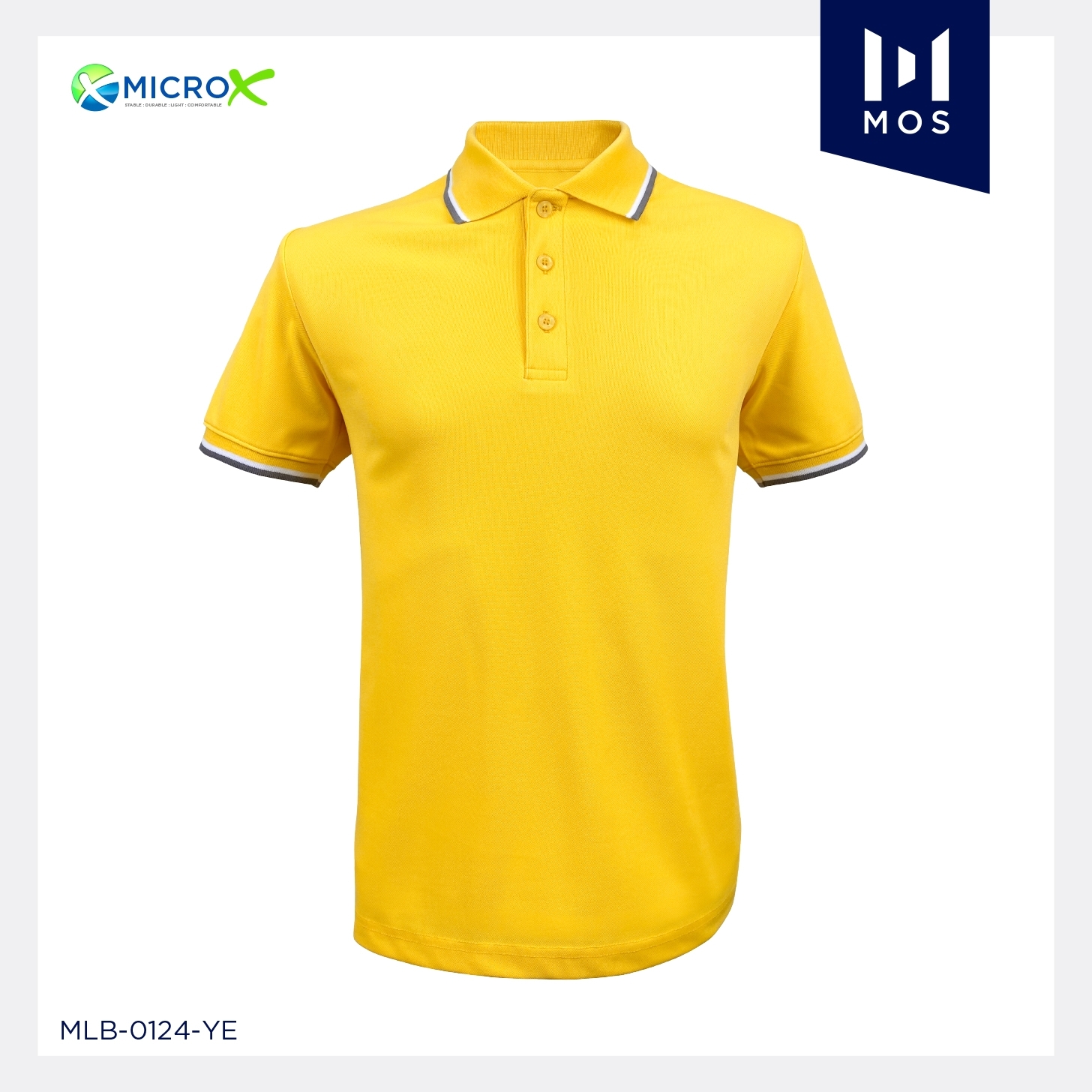 MOS POLO MicroX เสื้อโปโล เสื้อคอปก ยูนิฟอร์มพรีเมี่ยม เหลืองขลิบขาวเทา