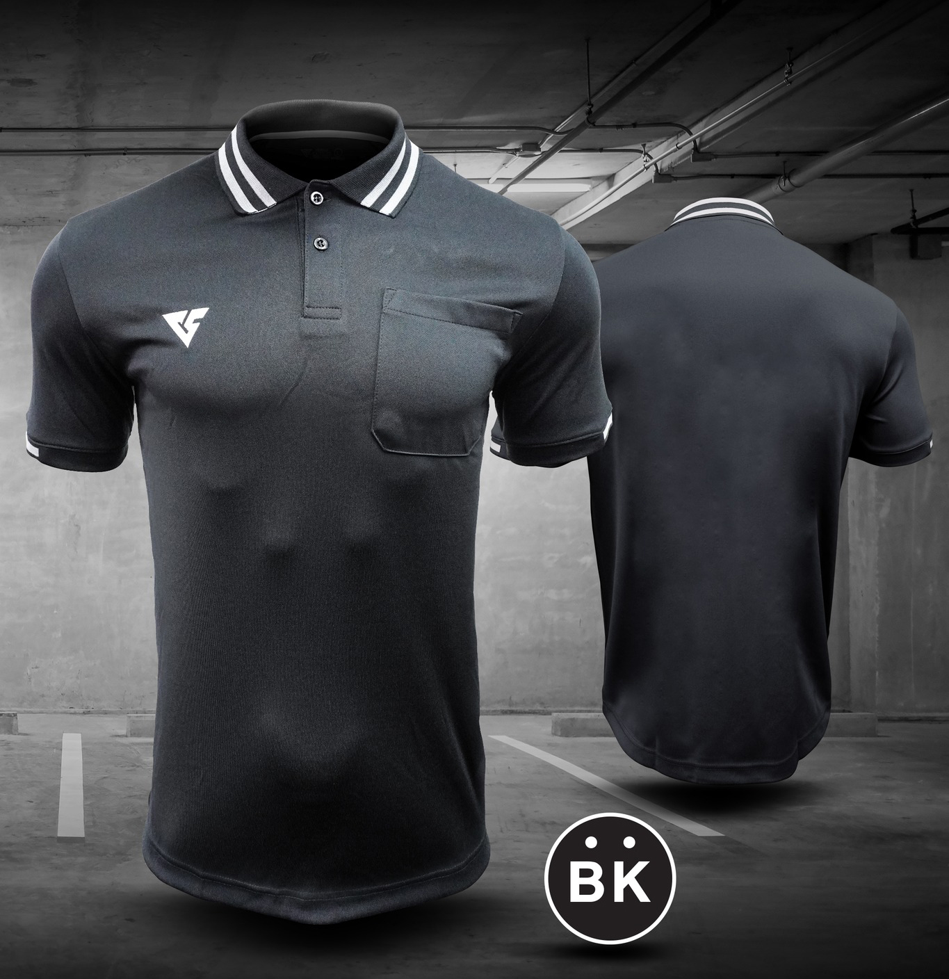 VERSUS VA6604 POLO SPORT เสื้อกีฬา เวอร์ซุส เสื้อโปโลสปอร์ต สีดำ