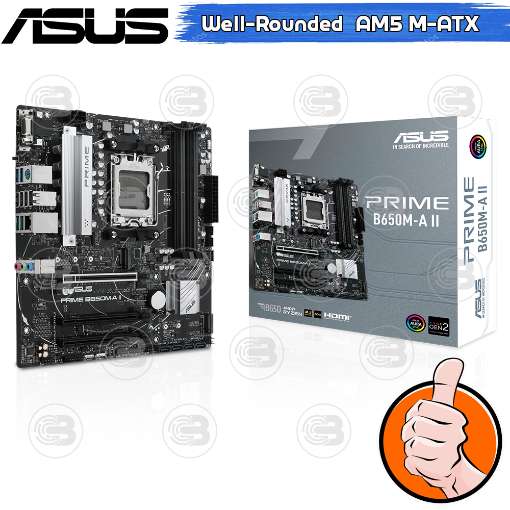 [CoolBlasterThai] ASUS MAINBOARD PRIME B650M-A II AMD SOCKET AM5 DDR5 MICRO-ATX ประกัน 3 ปี