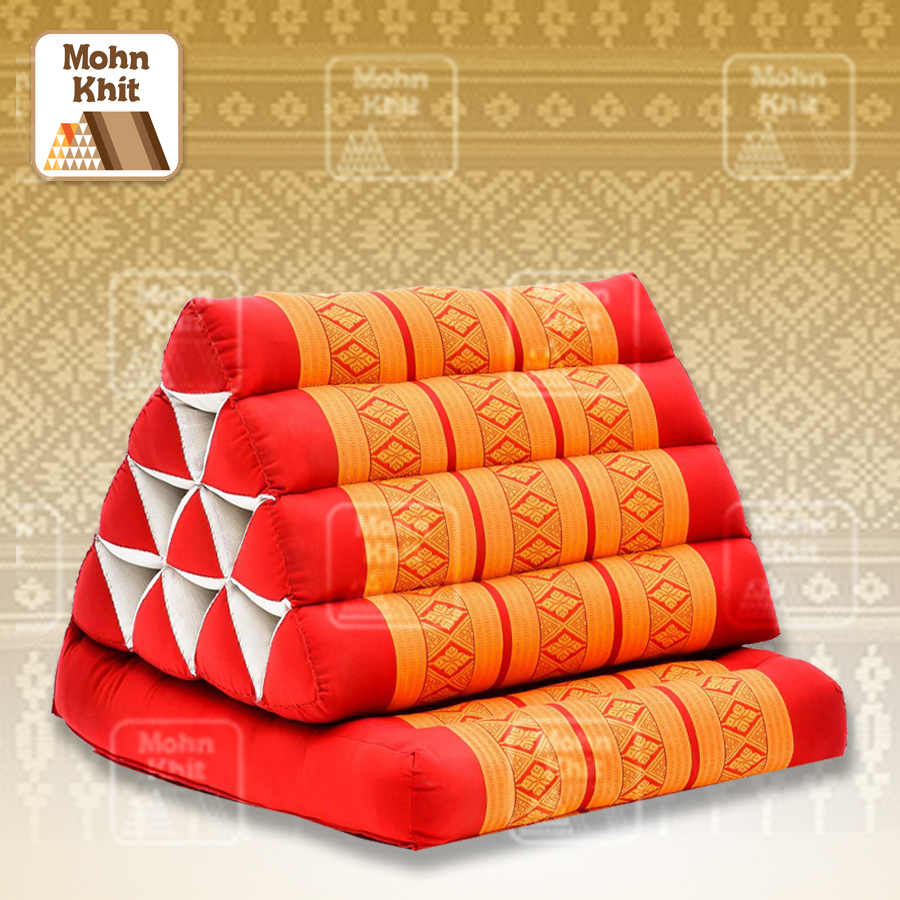 หมอนสามเหลี่ยม 10 ช่องติดเบาะ 1 พับ 50x76x35Cm Tri-angle kapok 100%Traditional Floor Cushions 10 holes with 1part of mattress.