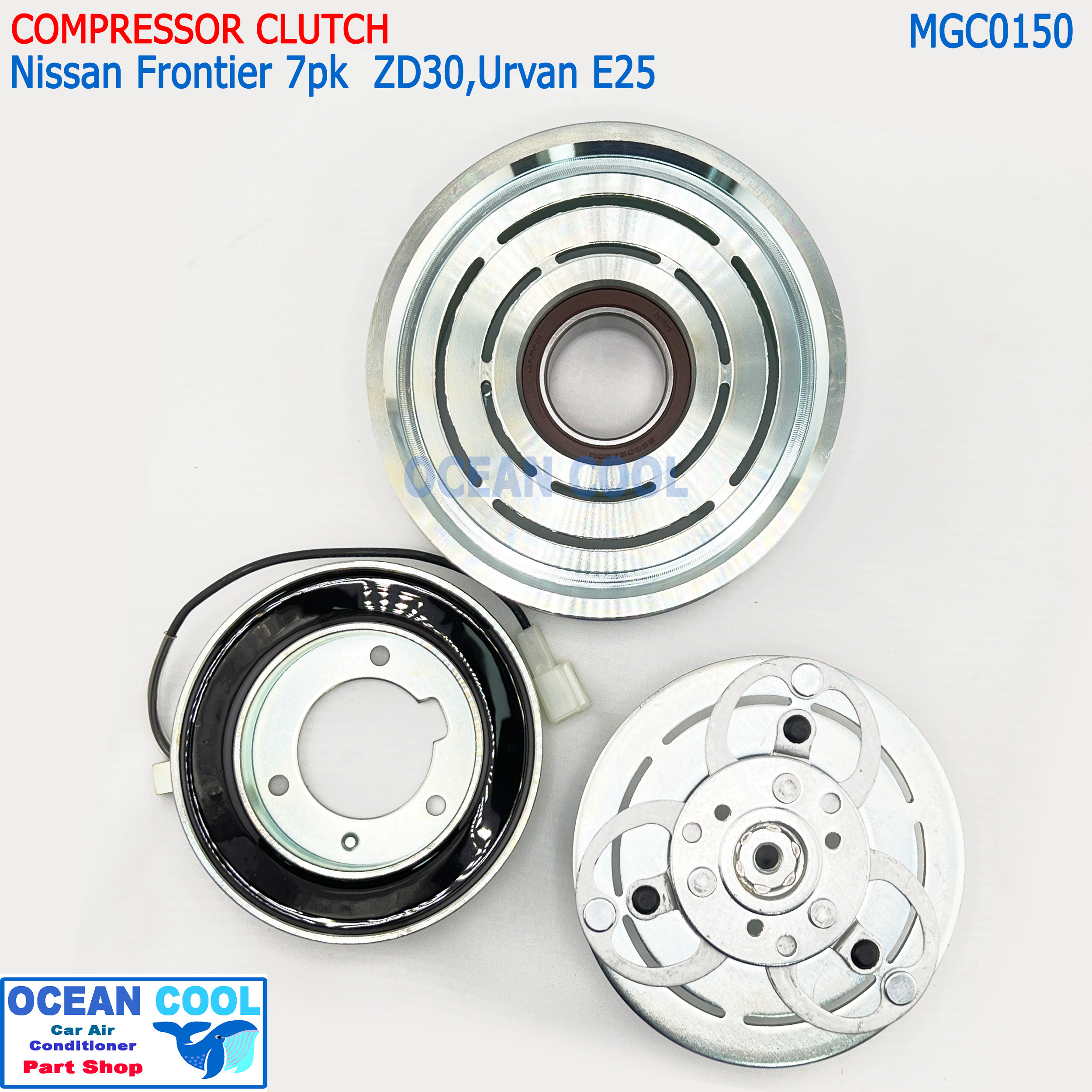 คลัชคอมแอร์ Nissan Frontier เครื่อง ZD30 , Urvan E25 MGC0150 7PK หน้าคลัชคอมแอร์ นิสสัน บิ๊กเอ็ม ฟรอนเทีย 3.0,เออแวน ครัชคอมแอร์ บิ๊ก เอ็ม ฟรอนเทียร์
