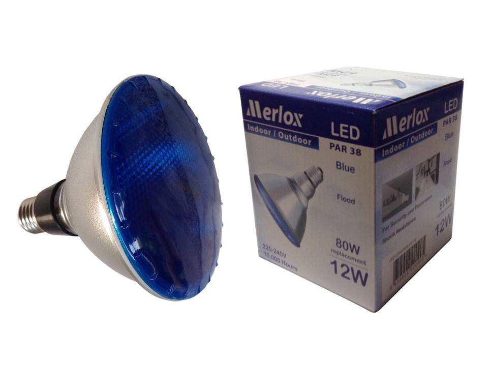 หลอด PAR38 LED 12W 220-240V E27 สีน้ำเงิน MERLOX