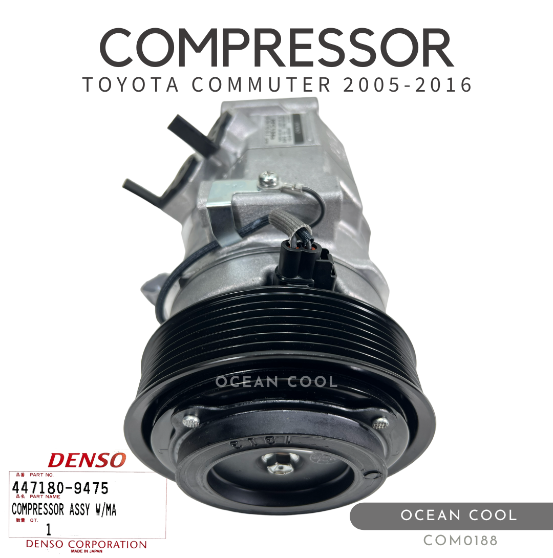 คอมเพรสเซอร์ โตโยต้า ไฮเอท คอมมิวเตอร์ 2005 - 2016 10S17C เดนโซ่ แท้ COM0188 DENSO 447180 - 9475 COMPRESSOR TOYOTA HI-ACE COMMUTER ’05-’16 คอมแอร์
