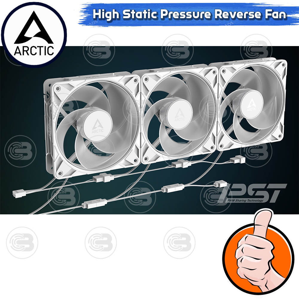 [CoolBlasterThai] ARCTIC P12 PRO REVERSE PST A-RGB WHITE (size 120 mm.) X3 Value Pack PC Fan Case ประกัน 6 ปี