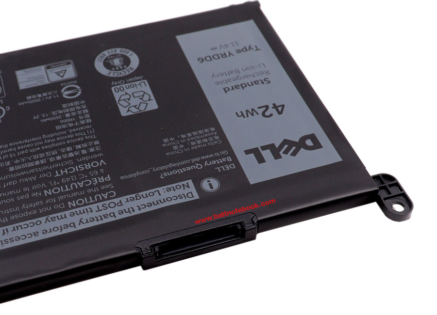Battery notebook Dell Inspiron 5482 2-in-1 YRDD6 42Whr แท้ศูนย์ Dell แบตเตอรี่ โน๊ตบุ๊ค Inspiron 5482 2-in-1 แบตแท้ ประกัน ศูนย์ Dell Thailand