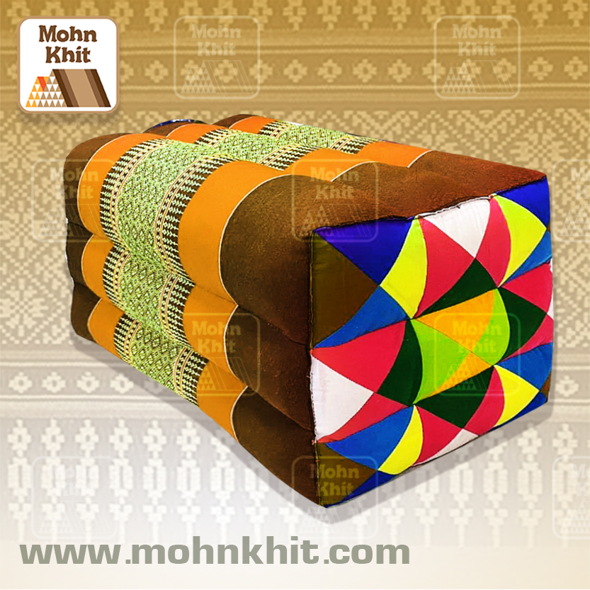 หมอนขิดเก้าลูกใหญ่ลายขิดหน้าดอกไม้ 52x28 Cm // Khit pillow large 9 rows 52x28cm kapok 100%Traditional Floor Cushions.