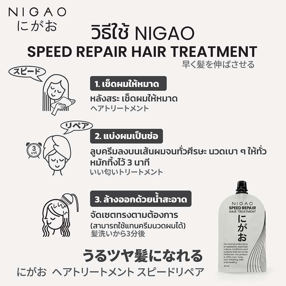 แท้พร้อมส่ง○ (ซอง30ml) NIGAO Speed Repair Hair Treatment ทรีทเมนท์ นิกาโอะ บำรุงผม เร่งผมยาว ผมหอม