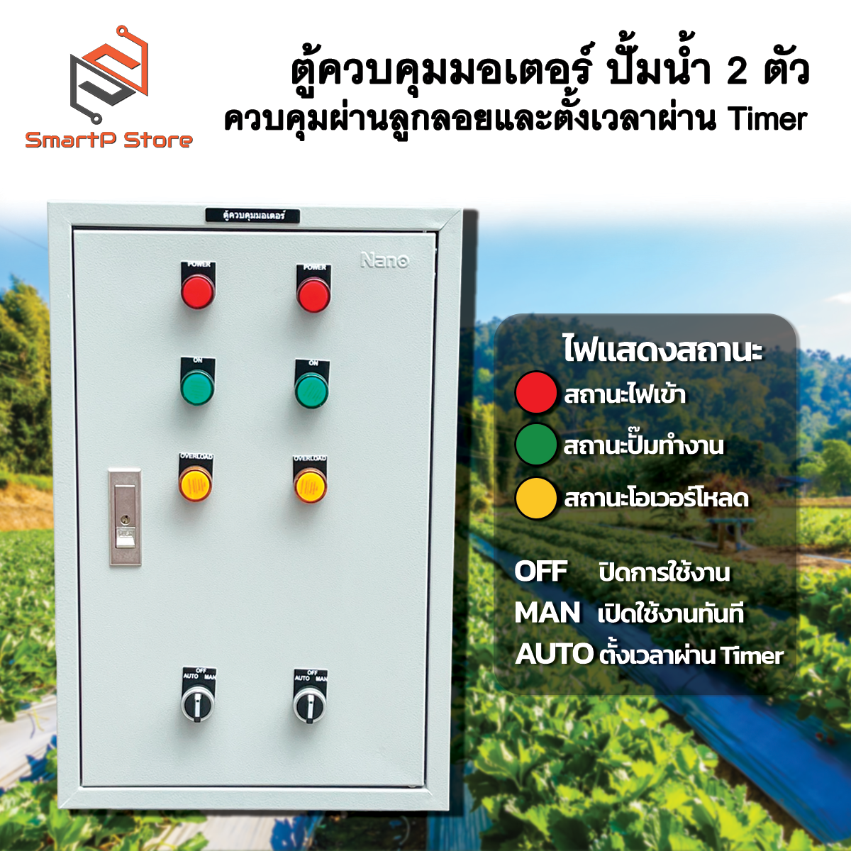 ตู้ตั้งเวลา เปิด-ปิด ปั๊มน้ำ 2 ตัวแยกอิสระ มีสวิทซ์ลูกลอย ตั้งเวลาทำงานอัตโนมัติ 28 โปรแกรมต่อวัน