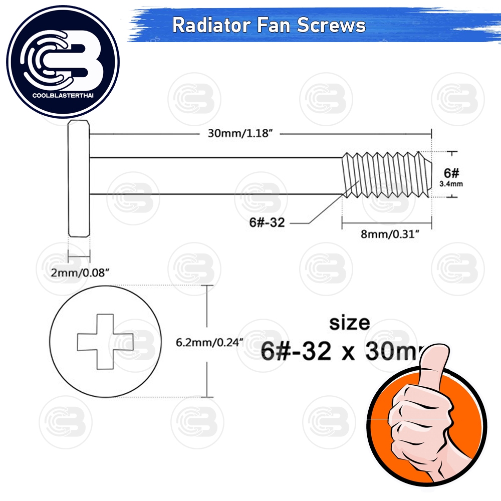 [CoolBlasterThai] Thermalright Radiator Fan Screws Steel X4 (Black Chrome)
