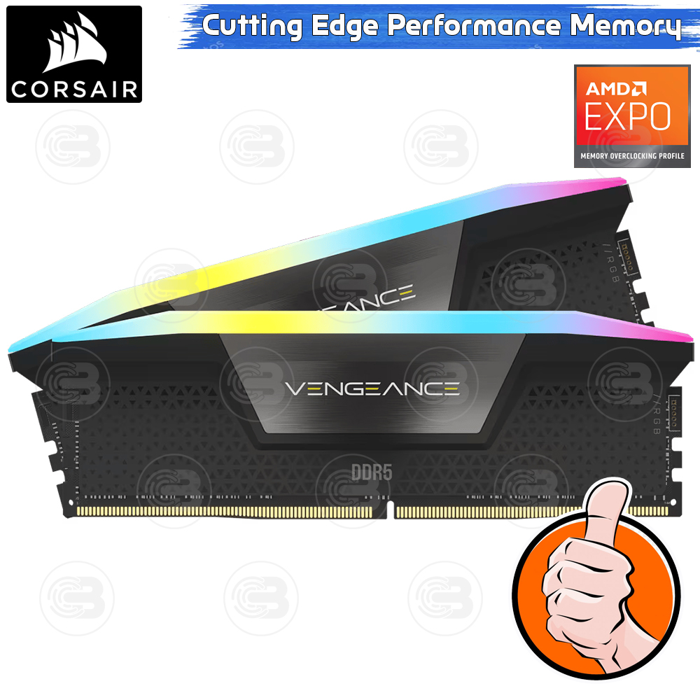 [CoolBlasterThai] CORSAIR VENGEANCE RGB Black 32GB (16GBx2) DDR5-5600 (For AMD) CL36-36-36 (LT-Warranty)