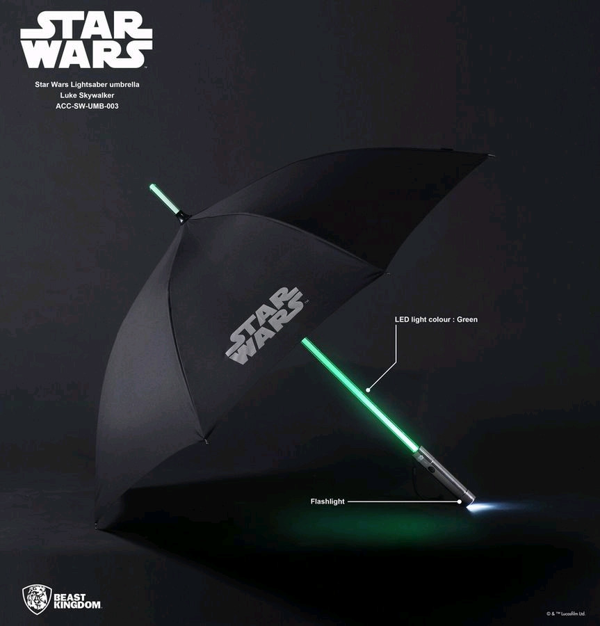 ร่มดาบ สีเขียว Light-Up Lightsaber Umbrella Luke Skywalker - Star Wars