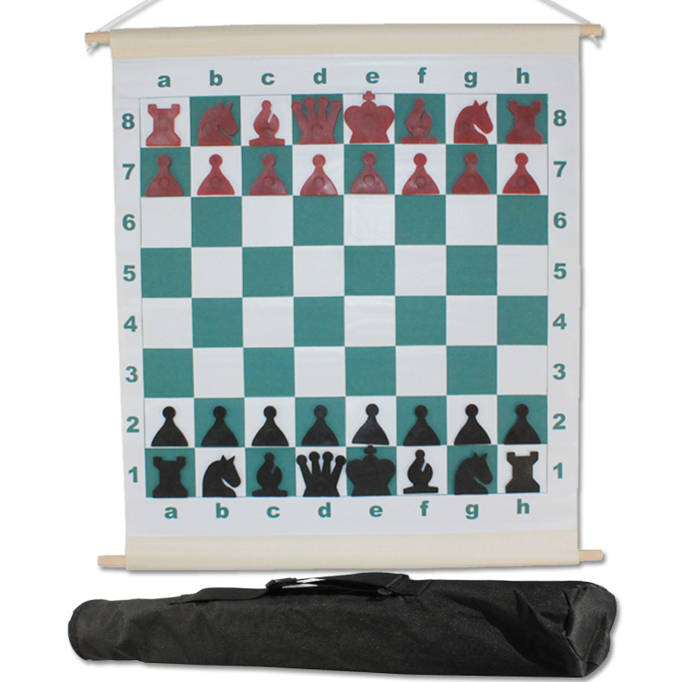 ชุดกระดานสาธิตหมากรุกสากล(ไวนิล+แม่เหล็ก) 28" Magnetic-Style Chess Demonstration (Teaching) Board Set with Deluxe Carrying Bag
