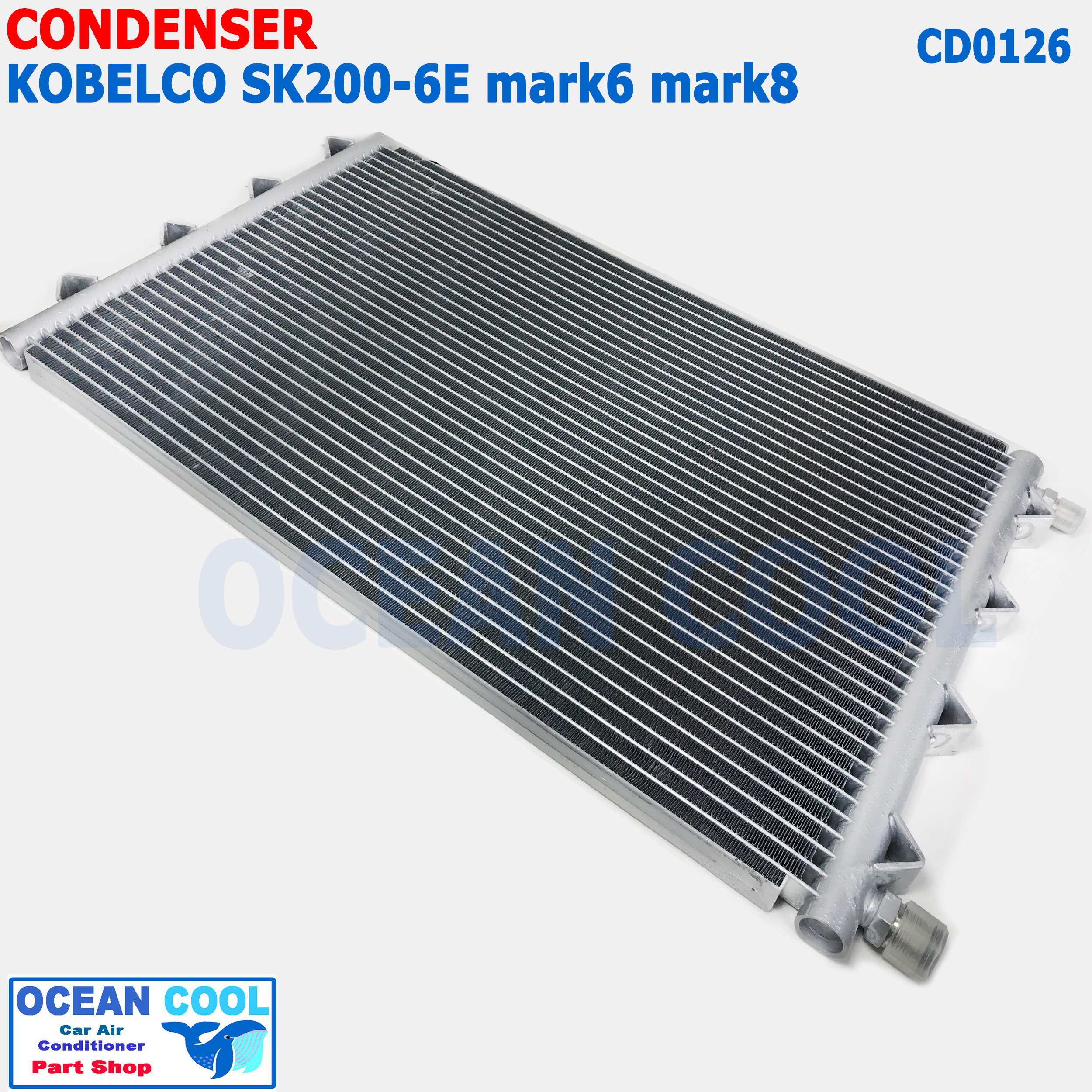 แผงแอร์ แม็คโคร โกเบลโก้ SK200-6E CD0126 มาร์ค6 มาร์ค8 CONDENSER for Kobelco Mark6 , Mark8 หัวขัน ขายึด4 3เหลี่ยม คอยล์ร้อน แผงรังผึ้ง แผงคอยล์ร้อน