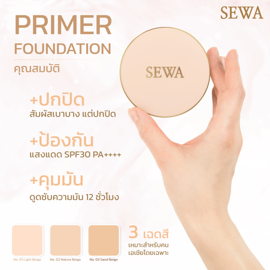 แท้พร้อมส่ง○ SEWA PRIMER FOUNDATION FINISH COMPACT แป้งผสมรองพื้น เซวา