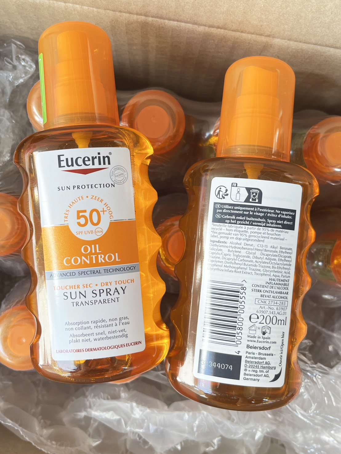 สเปรย์กันแดดทาตัว สูตรคุมความมัน Eucerin Sun Oil Control Dry Touch Sun Spray Transparent SPF50+ 200ml. (1ขวด)