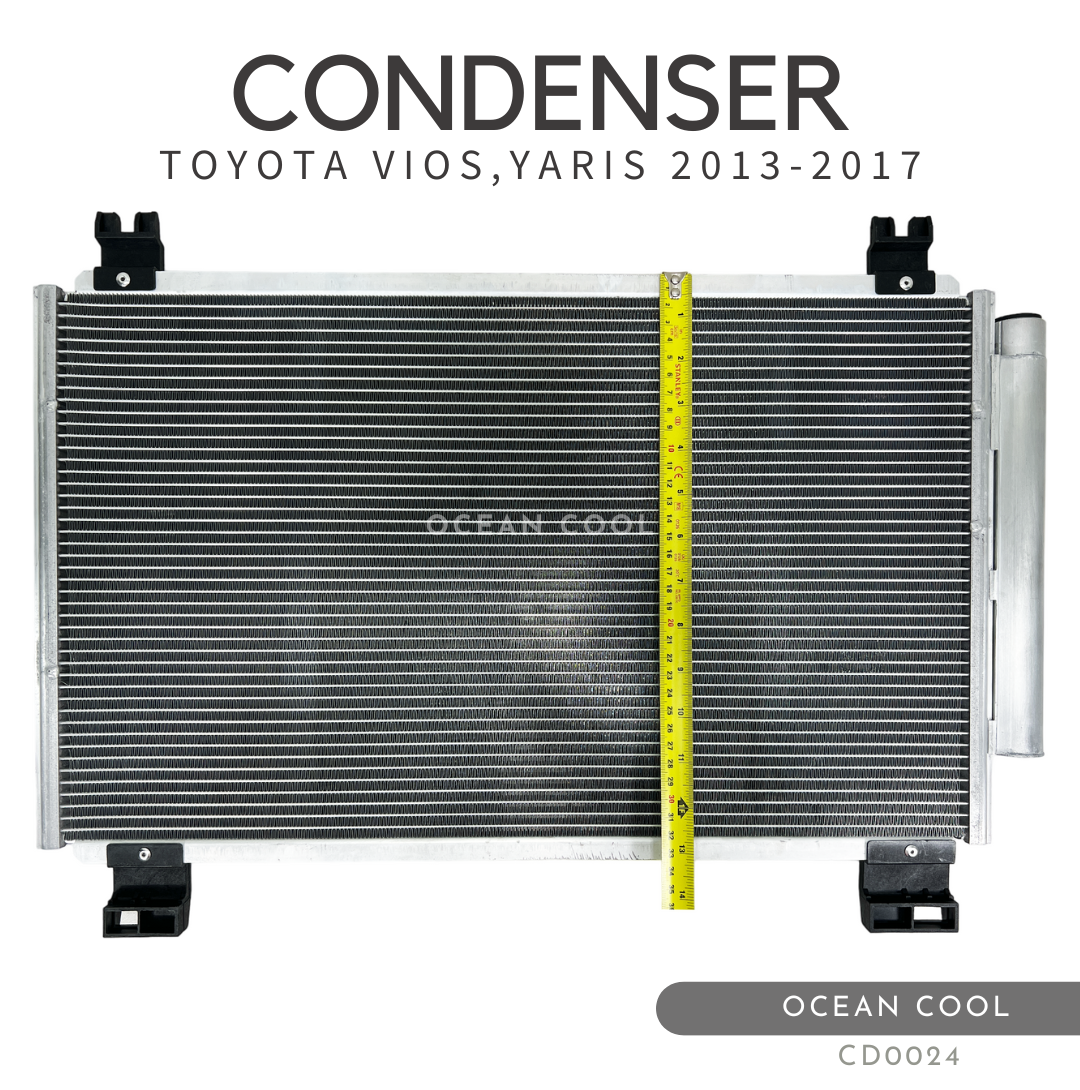 แผงแอร์ โตโยต้า วีออส , ยาริส ปี 2013 - 2017 CD0024 CONDENSER Toyota Yaris Vios 2013 - 2017 รังผึ้งแอร์ แผงรังผึ้ง แผงคอยล์ร้อน คอนเดนเซอร์